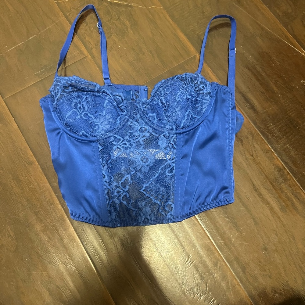 Lace Blue Bustier/Corset Top